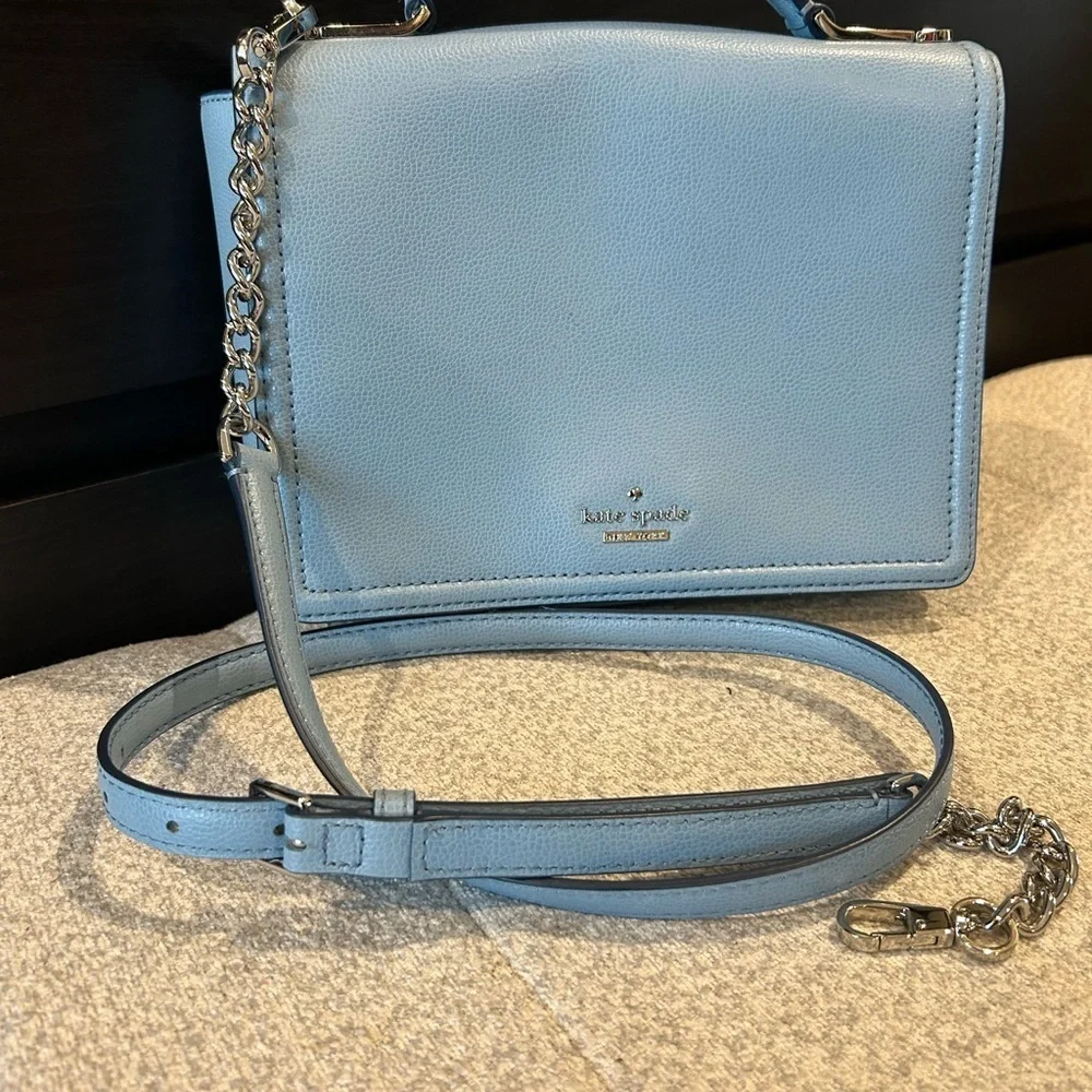 Kate Spade Blue Leather Crossbody Bag with Chain Strap